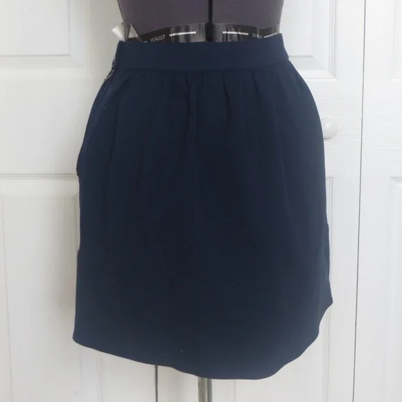 Madewell Navy Viscose Blend Blue A-Line Skirt • Casual Minimalist • Size 2 🔴 - Picture 4 of 4